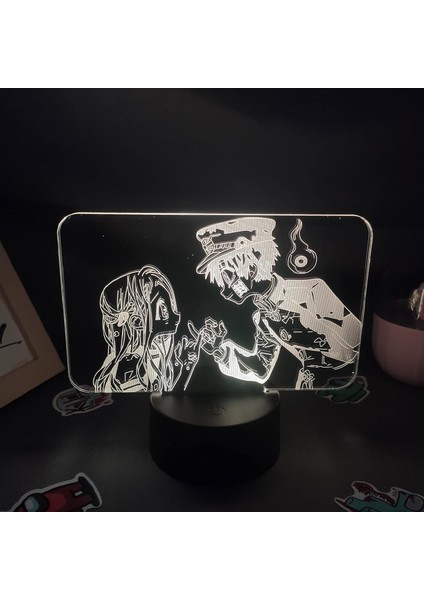 Tuvalete Bağlı Anime 3D Erkek Için Gece Lambası 16 Renk Kız Odası Dekoru Illusion LED Lamba USB Manga Hanako Kun Şekil Uygun Çocuk Hayranları Yılbaşı Hediyeleri (Siyah Lamba) (Yurt Dışından)