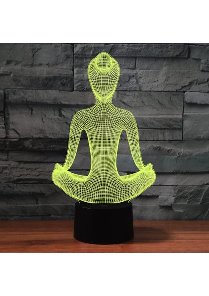 3D Yoga Gece Işığı Lambası Illusion Gece Işığı 7 Renk Değiştirme Dokunmatik Anahtarı Masa Danışma Dekorasyon Lambaları Hediye Akrilik Düz Abs Taban USB Kablosu Oyuncak (Yurt Dışından)