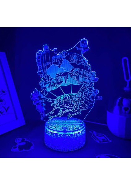 Hareketli Kale Anime 3D Erkek Için Gece Lambası 16 Renk Kız Odası Dekoru Illusion LED Lamba USB Manga Hareketli Kale Figürü Uygun Çocuk Hayranları Noel Hediyeleri (Lav Lambası) (Yurt Dışından)
