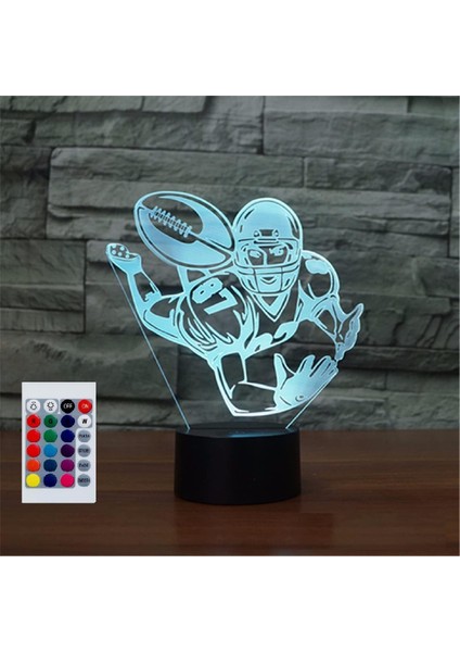 Çocuklar Için Gece Lambası 3D Rugby Spor LED Lamba Uzaktan Kumanda ile 16 Renk Değiştirme Noel Doğum Günü Hediyesi Çocuk Için (Yurt Dışından)