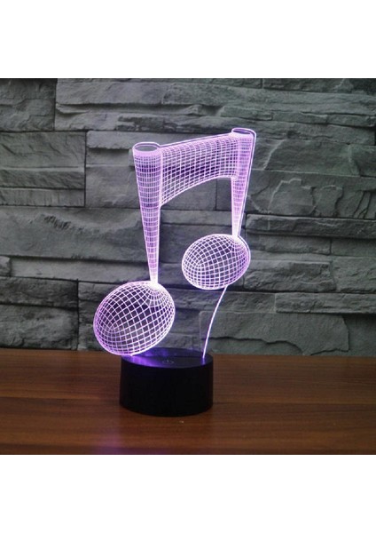 7 Renk 3D Stereoskopik Akrilik Görsel Dokunmatik Lamba Müzik Notası LED Gece Işıkları (Yurt Dışından)
