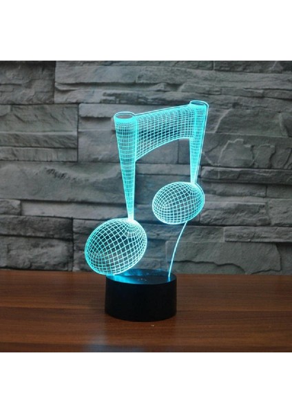 7 Renk 3D Stereoskopik Akrilik Görsel Dokunmatik Lamba Müzik Notası LED Gece Işıkları (Yurt Dışından)