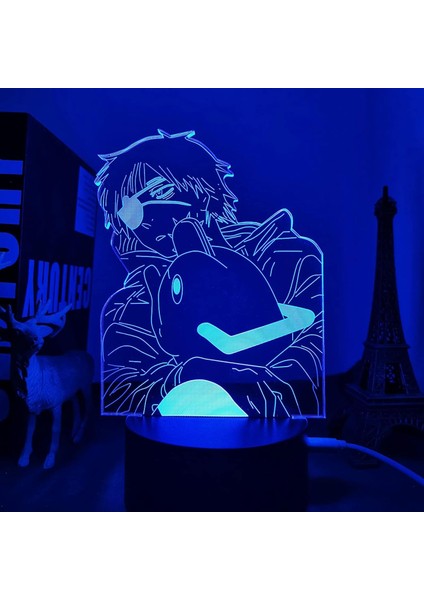 Anime Testere Adam LED Işık Yatak Odası Için Dekoratif Gece Lambası Çocuk Doğum Günü Hediyesi Manga Testere Adam 3D Lamba Başucu (Yurt Dışından)