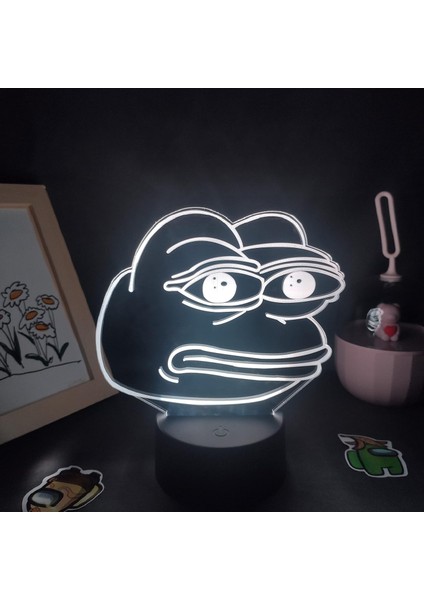 Boy Için Sad Frog 3D Gece Lambası 16 Renkler Kız Odası Dekor Illusion LED Lamba USB Sad Frog Şekil Uygun Çocuk Hayranları Noel Hediyeleri (Siyah Lamba) (Yurt Dışından)