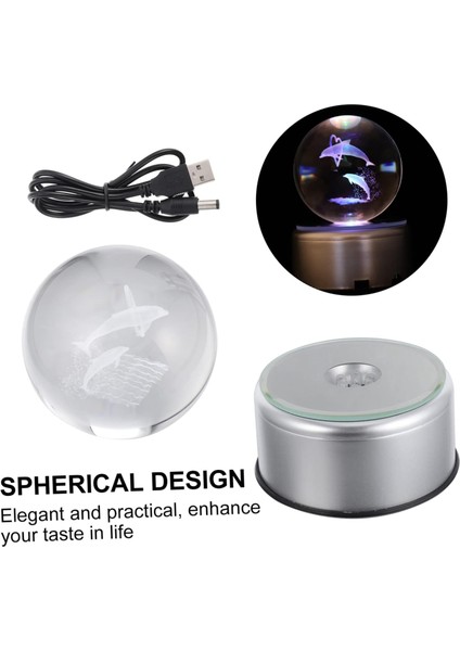 Adet Dolphin Crystal Ball LED Masa Lambası Kristaller Dekor LED Dekor Değişen Masa Lambası 3D Gece Işığı Kristal Gece Lambası Dolphin Crystal Ball Süs Dolphin Crystal Ball Dekor Hediye (Yurt Dışından)