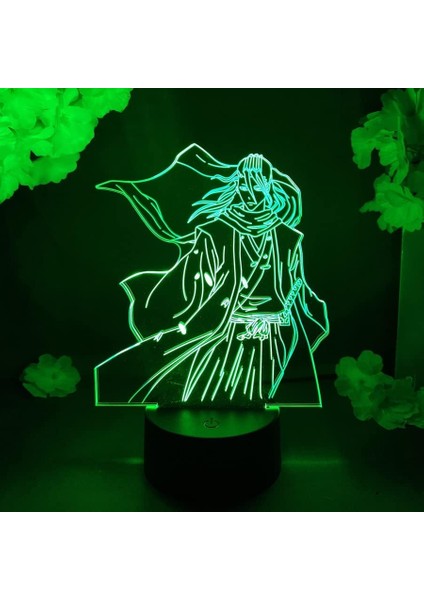 Bleaoh Anime 3D Erkek Için Gece Lambası 16 Renkler Kız Odası Dekor Illusion LED Lamba USB Manga Grimmjow Jaegerjaquez Şekil Uygun Çocuklar Hayranlar Noel Hediyeleri (Siyah Lamba) (Yurt Dışından)