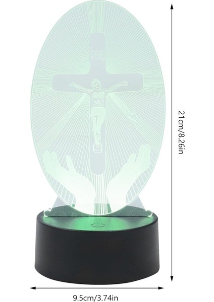 Isa Dekor Akrilik Isa Haç Gece Lambası Isa Haç 3D LED Mesih Optik Illüzyon Işık USB Powered Yatak Odası Noel Masa Lambası Dini Kadın Erkek Anma Günü Yenilik Lambası (Yurt Dışından)