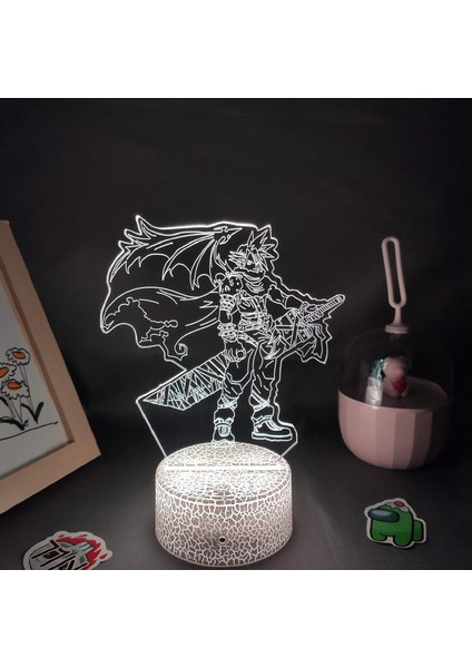 Final Fantasy Oyunu Erkek Için 3D Gece Lambası 16 Renk Kız Odası Dekoru Illusion LED Lamba USB Oyunu Final Fantasy Figürü Uygun Çocuk Hayranları Yılbaşı Hediyeleri (Lav Lambası) (Yurt Dışından)