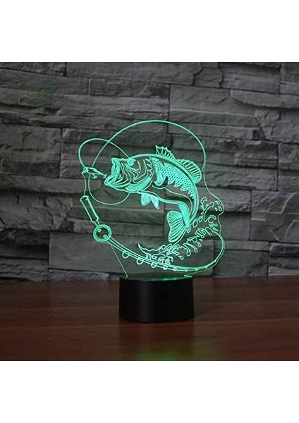 Lamba 3D LED Balıkçılık Desen Gece Lambası, Komidin 16 Renk Değiştirme Atmosfer Lambası Çocuklar Için USB Kablosu ile Yatak Odası Dekorasyonu Noel Doğum Günü Hediyesi (Yurt Dışından)