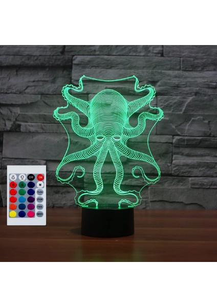 Çocuklar Için Gece Lambası 3D Ahtapot LED Lamba Uzaktan Kumandalı 16 Renk Değiştirme Noel Doğum Günü Hediyesi Çocuk Için (Yurt Dışından)