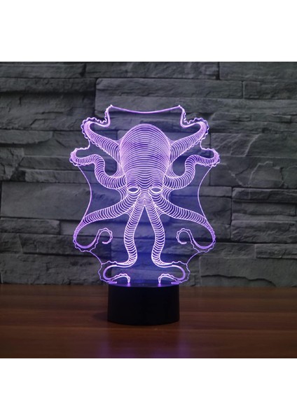 Çocuklar Için Gece Lambası 3D Ahtapot LED Lamba Uzaktan Kumandalı 16 Renk Değiştirme Noel Doğum Günü Hediyesi Çocuk Için (Yurt Dışından)