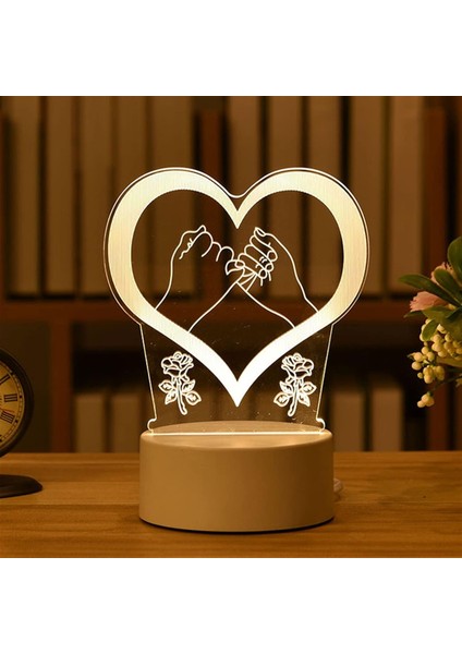 1 Adet Romantik Aşk 3D Akrilik Ev Için LED Lamba Çocuk Gece Lambası Masa Lambası Doğum Günü Partisi Dekoru Sevgililer Günü Başucu Lambası (Renk: USB Sıcak Beyaz, Renk Yayan: Tavşan) (Yurt Dışından)