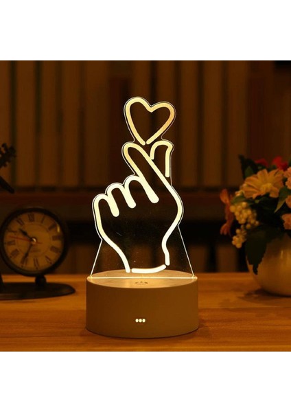Sevgililer Günü 3D LED Işık Hediye 3D Yaratıcı Işık LED USB Ekran Işık Lambası Akrilik Gece Lambası LED Lamba (7.1x3.9in) (Yurt Dışından)