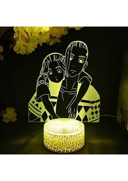 Tokyo Revengen Anime 3D Erkek Için Gece Lambası 16 Renk Kız Odası Dekor Illusion LED Lamba USB Manga Mikey Şekil Uygun Çocuklar Hayranlar Noel Hediyeleri (Lav Lambası) (Yurt Dışından)