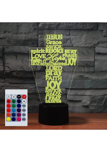 Çocuklar Için Gece Lambası 3D Isa Çapraz LED Lamba Uzaktan Kumanda ile 16 Renk Değiştirme Noel Doğum Günü Hediyesi Çocuk Için (Yurt Dışından)