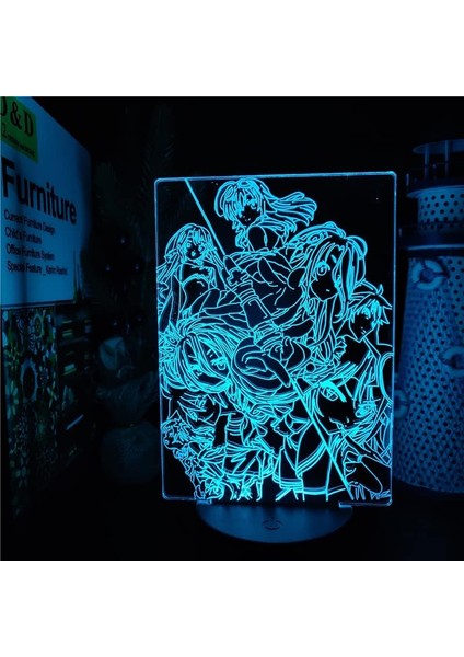 Anime No Game No Lifeed Hayranları Için 3D Nightlight 16 Renk Dekor Illusion Uzaktan Kumandalı LED Lamba, Manga No Game No Life Şekil Noel Hediyesi Oyuncaklar Çocuklar/erkekler (Siyah) (Yurt Dışından)