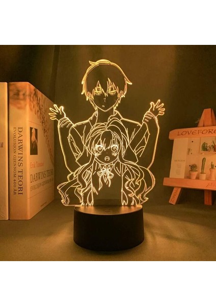 Toradora Anime 3D Erkek Için Gece Lambası 16 Renk Kız Odası Dekor Illusion LED Lamba USB Manga Aisaka Taiga Şekil Uygun Çocuklar Hayranlar Noel Hediyeleri (Toradora4) (Yurt Dışından)