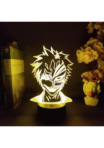 Bleaoh Anime 3D Erkek Için Gece Lambası 16 Renkler Kız Odası Dekor Illusion LED Lamba USB Manga Grimmjow Jaegerjaquez Şekil Uygun Çocuklar Hayranlar Noel Hediyeleri (Siyah Lamba) (Yurt Dışından)