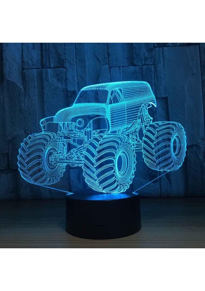 Lamba 3D LED Traktör Desen Gece Lambası, Komidin 16 Renk Değiştirme Atmosfer Lambası Çocuklar Için USB Kablosu ile Yatak Odası Dekorasyonu Noel Doğum Günü Hediyesi (Yurt Dışından)