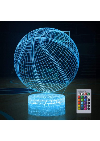 Uzaktan Dokunmatik Kontrol ile Basketbol 3D Lamba Gece Lambası Çoklu Renk Parlaklığı Spor Severler Erkek Kız Çocuklar Için Ayarlanmış Hediyeler (Yurt Dışından)