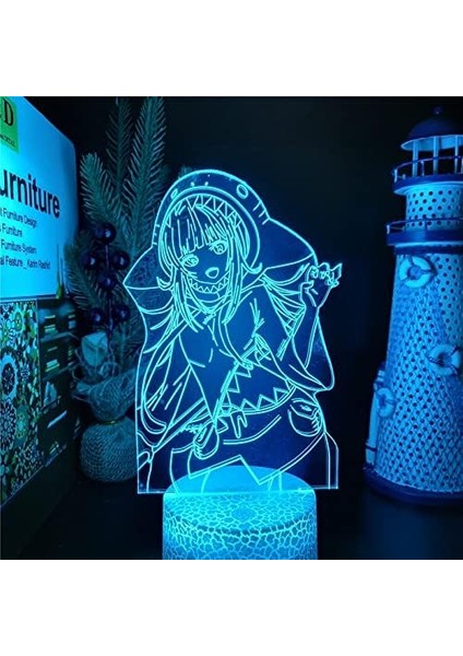 Genshin Darbe Oyunu 3D Erkek Için Gece Lambası 16 Renk Kız Odası Dekoru Illusion LED Lamba USB Oyunu Raiden Shogun Şekil Uygun Çocuklar Hayranlar Noel Hediyeleri (Crack) (Yurt Dışından)