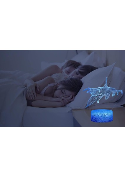 3D Gece Işığı Düzlemi F-16 Savaş Uçağı Uzaktan Kumandalı Uçak 16 Renk Değiştirme 3D Illusion Lambası, Çocuk Doğum Günü ve Noel Hediyesi Oyuncak Erkek Veya Kız Yaş 3 4 5 6 7 8+ Yaşında (Yurt Dışından)