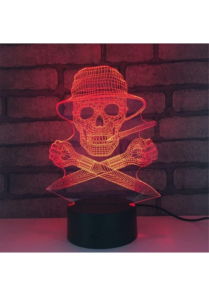 3D Kafatası Gece Lambası Dekor Masa Danışma Optik Illusion Lambalar 7 Renk Değiştirme Işıkları LED Masa Lambası Noel Ev Aşk Doğum Günü Çocuk Çocuk Dekor Oyuncak Hediye (Yurt Dışından)