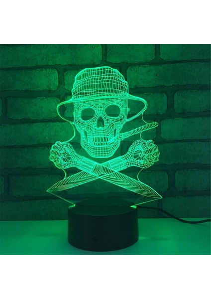 3D Kafatası Gece Lambası Dekor Masa Danışma Optik Illusion Lambalar 7 Renk Değiştirme Işıkları LED Masa Lambası Noel Ev Aşk Doğum Günü Çocuk Çocuk Dekor Oyuncak Hediye (Yurt Dışından)