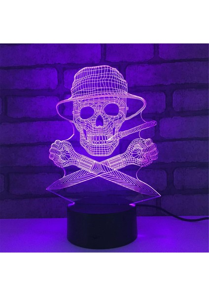 3D Kafatası Gece Lambası Dekor Masa Danışma Optik Illusion Lambalar 7 Renk Değiştirme Işıkları LED Masa Lambası Noel Ev Aşk Doğum Günü Çocuk Çocuk Dekor Oyuncak Hediye (Yurt Dışından)
