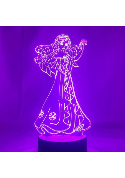 Prenses Lamba - 16 Renk + Uzaktan Kumanda - Rahatlatıcı Oda Dekorasyonu - 3D LED Gece Lambası (Yurt Dışından)