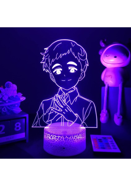 Vaat Edilen Neverland Anime 3D Erkek Için Gece Lambası 16 Renk Kız Odası Dekoru Illusion LED Lamba USB Manga Emma Figürü Uygun Çocuk Hayranları Noel Hediyeleri (Vaat Edilen Neverland3) (Yurt Dışından)