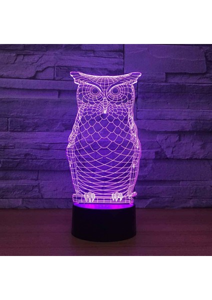 Noel Lambaları 3D Illusion Optik Gece Lambası Hayvan Baykuş, LED Masa Lambası Aydınlatmalı Gece Lambası 16 Renk Dokunsal Kontrol Lambası Başucu Dekorasyonu (Yurt Dışından)