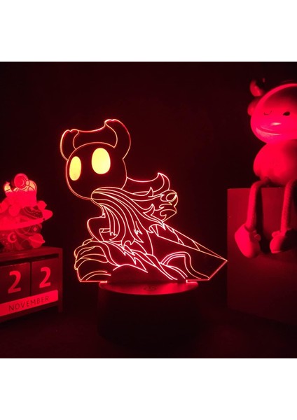 Boş Şövalye Oyunu 3D Erkek Için Gece Lambası 16 Renk Kız Odası Dekoru Illusion LED Lamba USB Oyun Logosu Şekil Uygun Çocuklar Hayranlar Noel Hediyeleri (Siyah) (Yurt Dışından)