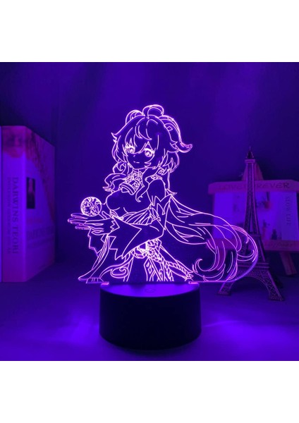 Genshin Etki Oyunu 3D Erkek Için Gece Lambası 16 Renk Kız Odası Dekoru Illusion LED Lamba USB Oyunu Raiden Shogun Şekil Uygun Çocuk Hayranları Noel Hediyeleri (Genshin Impact 4) (Yurt Dışından)