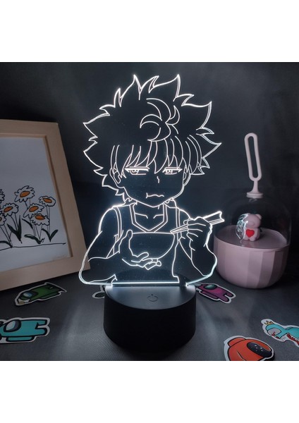 Hunten x Hunten Anime 3D Erkek Için Gece Lambası 16 Renk Kız Odası Dekoru Illusion LED Lamba USB Manga Kontrol Figürü Uygun Çocuk Hayranları Yılbaşı Hediyeleri (Siyah Lamba) (Yurt Dışından)