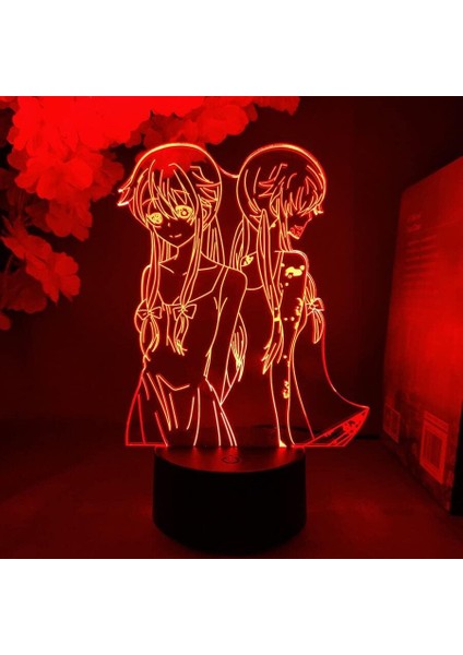 Yuno Gasai Anime 3D Erkek Için Gece Lambası 16 Renk Kız Odası Dekoru Illusion LED Lamba USB Manga Yuno Gasai Figürü Uygun Çocuk Hayranları Yılbaşı Hediyeleri (Siyah) (Yurt Dışından)