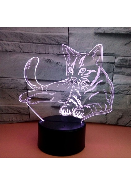 3D Illusion Kedi Gece Işığı Dokunmatik ve Uzaktan Kumandalı Gece Lambası 7 Renk Değiştiren LED Işıklar Çocuklar Için 3D Renkli Görsel Işıklar Hediyeler Ev Dekorasyon Işığı (Yurt Dışından)