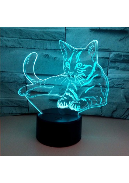 3D Illusion Kedi Gece Işığı Dokunmatik ve Uzaktan Kumandalı Gece Lambası 7 Renk Değiştiren LED Işıklar Çocuklar Için 3D Renkli Görsel Işıklar Hediyeler Ev Dekorasyon Işığı (Yurt Dışından)