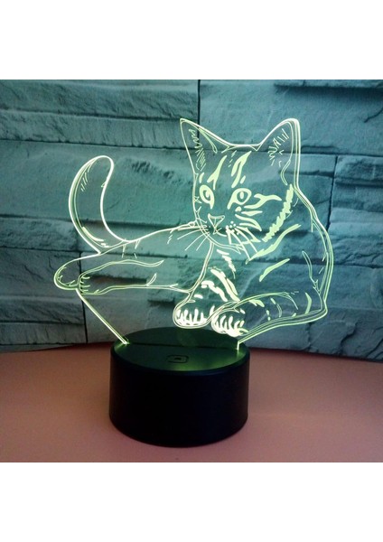 3D Illusion Kedi Gece Işığı Dokunmatik ve Uzaktan Kumandalı Gece Lambası 7 Renk Değiştiren LED Işıklar Çocuklar Için 3D Renkli Görsel Işıklar Hediyeler Ev Dekorasyon Işığı (Yurt Dışından)