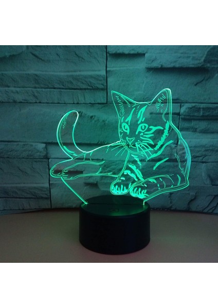 3D Illusion Kedi Gece Işığı Dokunmatik ve Uzaktan Kumandalı Gece Lambası 7 Renk Değiştiren LED Işıklar Çocuklar Için 3D Renkli Görsel Işıklar Hediyeler Ev Dekorasyon Işığı (Yurt Dışından)