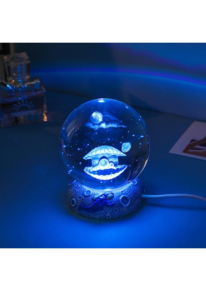 3D Okyanus Serisi Kristal Top Gece Lambası Reçine Tabanı, Çocuklar Için Renkli LED Işık Tabanı ile Gençler Erkekler ve Kızlar Için Doğum Günü Hediyesi (Kabuklu) (Yurt Dışından)
