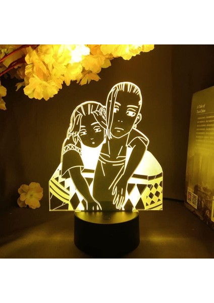 Tokyo Revengen Anime 3D Erkek Için Gece Lambası 16 Renk Kız Odası Dekor Illusion LED Lamba USB Manga Mikey Şekil Uygun Çocuklar Hayranlar Noel Hediyeleri (Siyah Lamba) (Yurt Dışından)