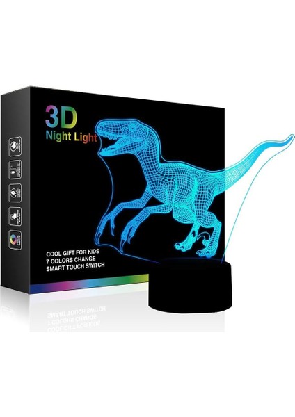 Dinozor Lambası 3D Gece Lambası Jurassic LED 7 Renk Değiştirme Lambası Gece Lambası Çocuk Odası Ev Dekorasyonu Erkek Kız Bebek Yürümeye Başlayan Noel Doğum Günü Hediyeleri (Yurt Dışından)
