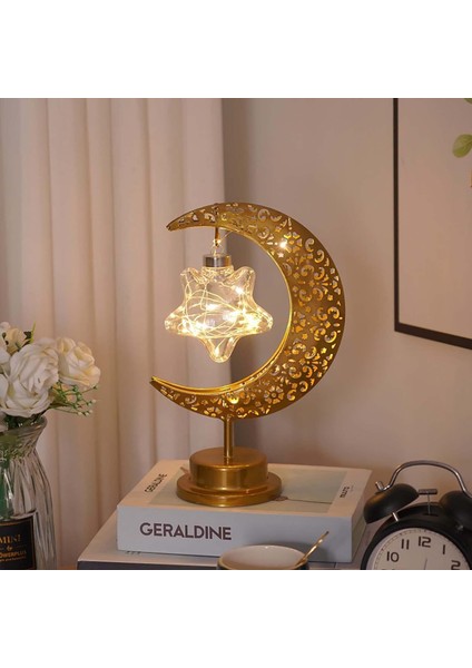 Bayram El Sanatları Gece Lambası, 3D Ramazan Mübarek Lamba Süslemeleri, Altın Oymak Ay Yıldız Müslüman Atmosfer Lambası Yatak Odası Oturma Odası Arkadaşlar Inananlar Hediyeler-Style3 (Yurt Dışından)
