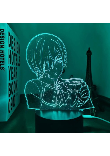 Akrilik 3D Lamba Anime Siyah Butler Yatak Odası Dekoru Için Gece Lambası Çocuklar Doğum Günü Hediyesi Odası Masa LED Işık Manga Siyah Butler (Yurt Dışından)