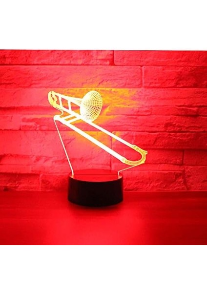 Gece Lambası Çocuklar Gece Lambası Yatak Odası Işığı Renkli Gece Lambası 3D LED Gece Lambası Enstrüman Trombon Korna Ev Dekorasyonu Için 7 Renkli Işık ile Işık Inanılmaz Görsel Müzik (Yurt Dışından)