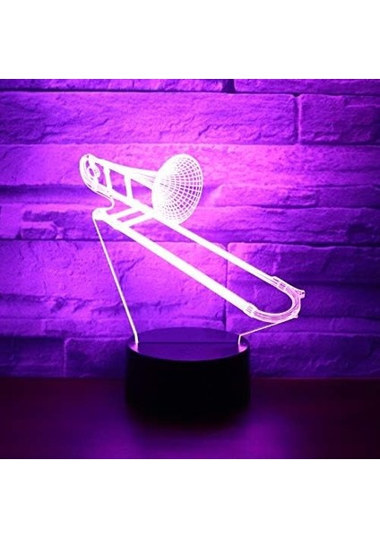 Gece Lambası Çocuklar Gece Lambası Yatak Odası Işığı Renkli Gece Lambası 3D LED Gece Lambası Enstrüman Trombon Korna Ev Dekorasyonu Için 7 Renkli Işık ile Işık Inanılmaz Görsel Müzik (Yurt Dışından)
