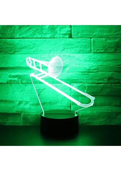 Gece Lambası Çocuklar Gece Lambası Yatak Odası Işığı Renkli Gece Lambası 3D LED Gece Lambası Enstrüman Trombon Korna Ev Dekorasyonu Için 7 Renkli Işık ile Işık Inanılmaz Görsel Müzik (Yurt Dışından)