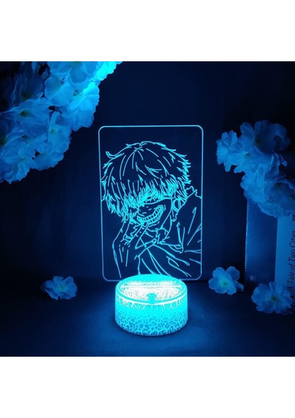Tokya Ghonl Anime 3D Gece Lambası Boy Için 16 Renk Kız Odası Dekor Illusion LED Lamba USB Manga Ken Kaneki Şekil Uygun Çocuklar Hayranlar Yılbaşı Hediyeleri (Tokya Ghonl 12) (Yurt Dışından)