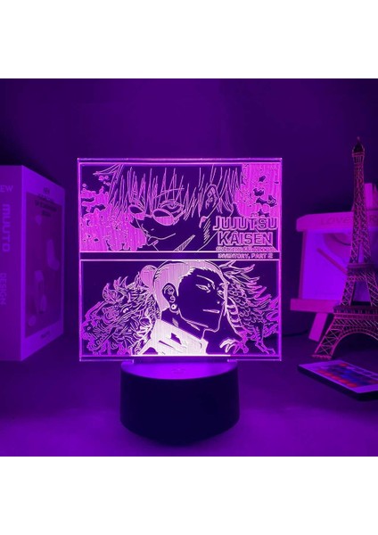 Jujutsu Kaisen Anime 3D Erkek Için Gece Lambası 16 Renkler Kız Odası Dekor Illusion LED Lamba USB Manga Gojo Satoru Şekil Uygun Çocuklar Hayranlar Yılbaşı Hediyeleri (Yurt Dışından)